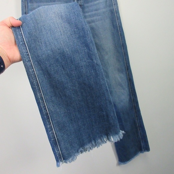 Mother The Tripper Weekender Fray Jeans Women 25 Light Wash Straight Button 524 - Picture 12 of 16